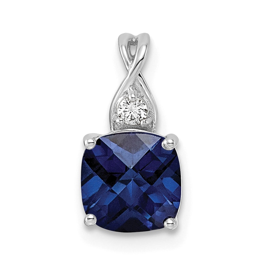 14k White Gold Checkerboard Amethyst and Lab Grown Diamond VS/SI+ G+ February Birthstone Complete Pendant – Elegant Jewelry Gift for Birthday, Anniversary, Engagement, Wedding
