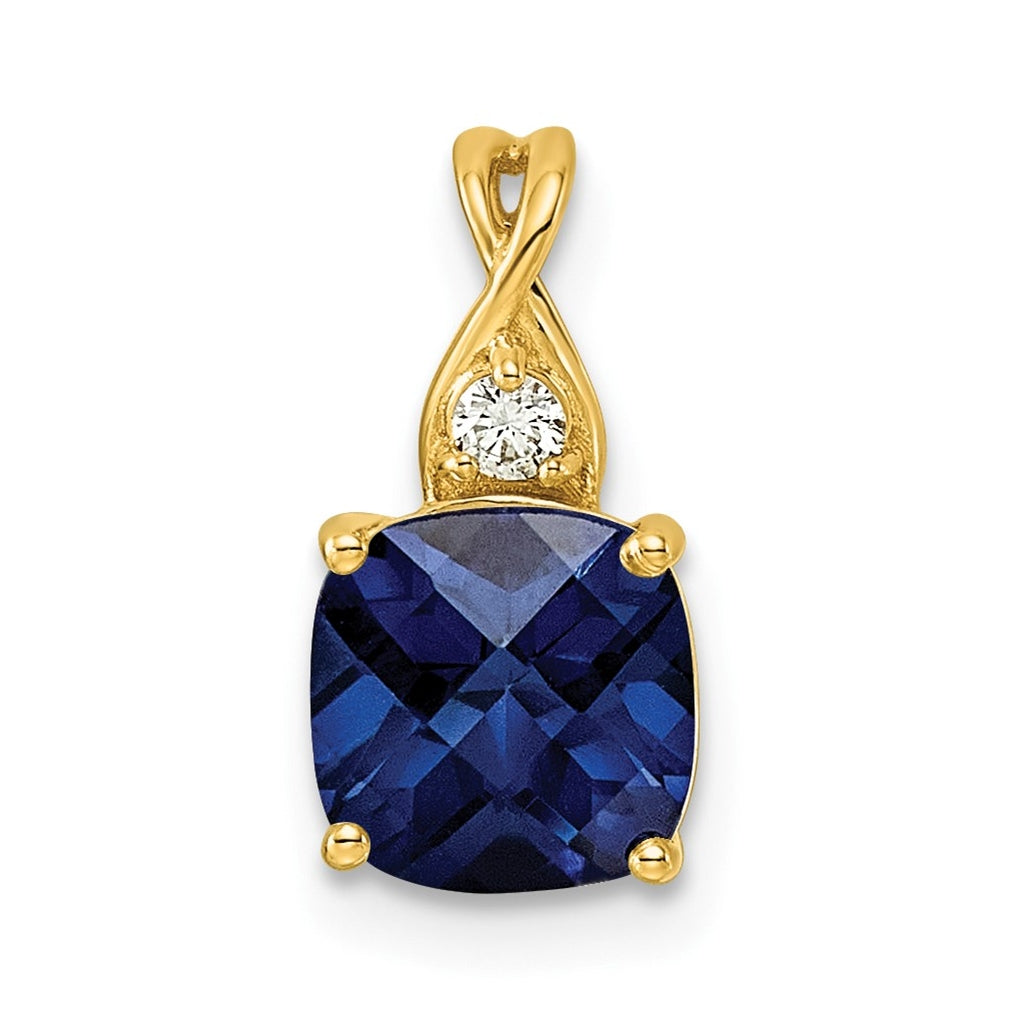 10K Yellow Gold Checkerboard Amethyst and Lab Grown Diamond VS/SI+ G+ February Birthstone Complete Pendant – Elegant Jewelry Gift for Birthday, Anniversary, Engagement, Wedding