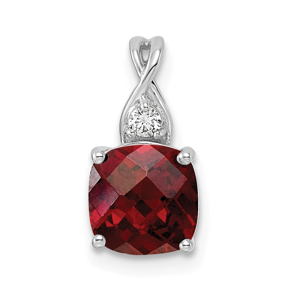 14k White Gold Checkerboard Amethyst and Lab Grown Diamond VS/SI+ G+ February Birthstone Complete Pendant – Elegant Jewelry Gift for Birthday, Anniversary, Engagement, Wedding