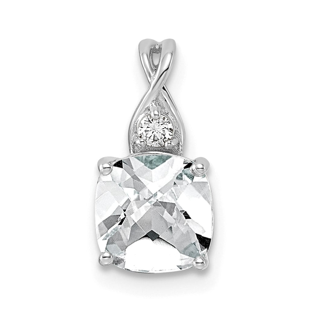 14k White Gold Checkerboard Amethyst and Lab Grown Diamond VS/SI+ G+ February Birthstone Complete Pendant – Elegant Jewelry Gift for Birthday, Anniversary, Engagement, Wedding