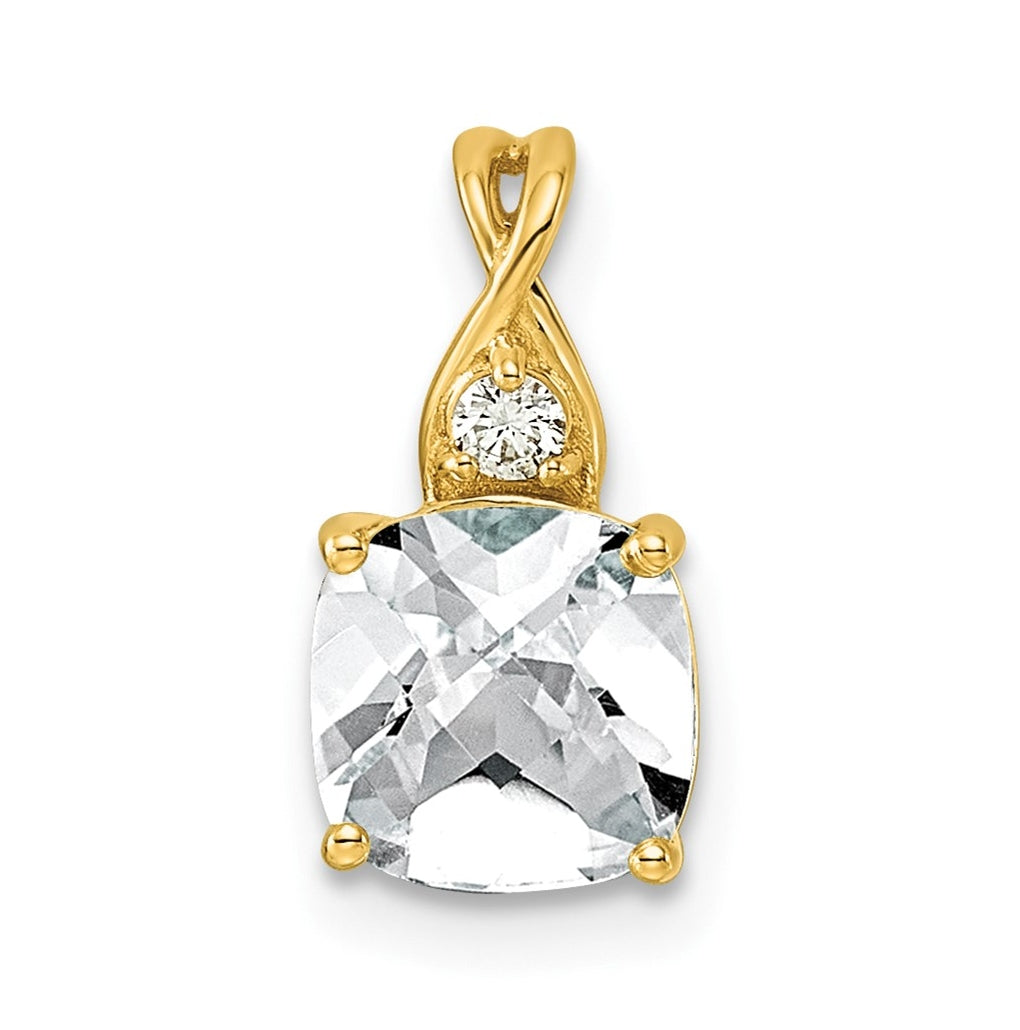 10K Yellow Gold Checkerboard Amethyst and Lab Grown Diamond VS/SI+ G+ February Birthstone Complete Pendant – Elegant Jewelry Gift for Birthday, Anniversary, Engagement, Wedding