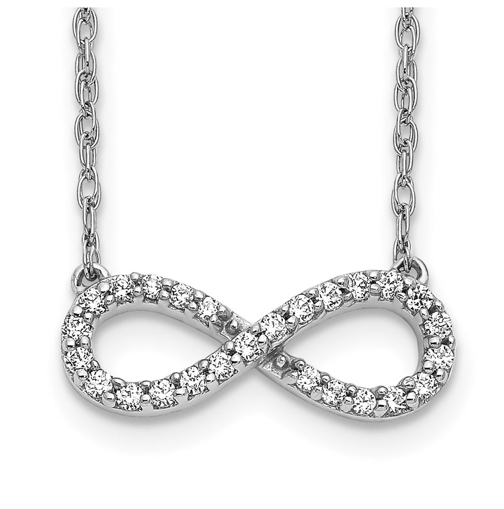 Sterling Silver Rhodium-plated 1/6ct Lab Grown Diamond VS/SI+ G+ Complete 18in Infinity Necklace – Elegant Jewelry Gift for Birthday, Anniversary, Engagement, Wedding
