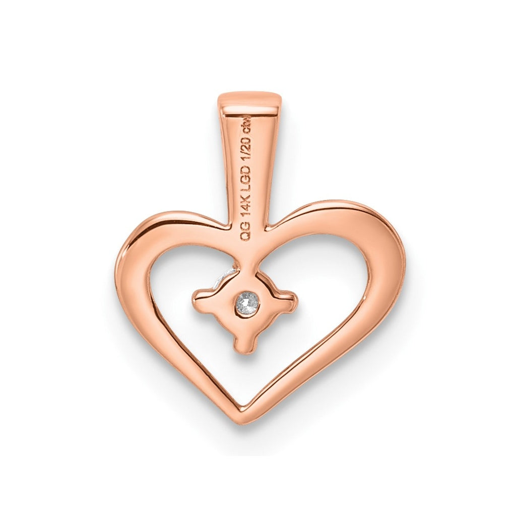 14K Yellow Gold .06  Lab Grown Diamond VS/SI+ G+ Complete Heart Pendant – Elegant Jewelry Gift for Birthday, Anniversary, Engagement, Wedding