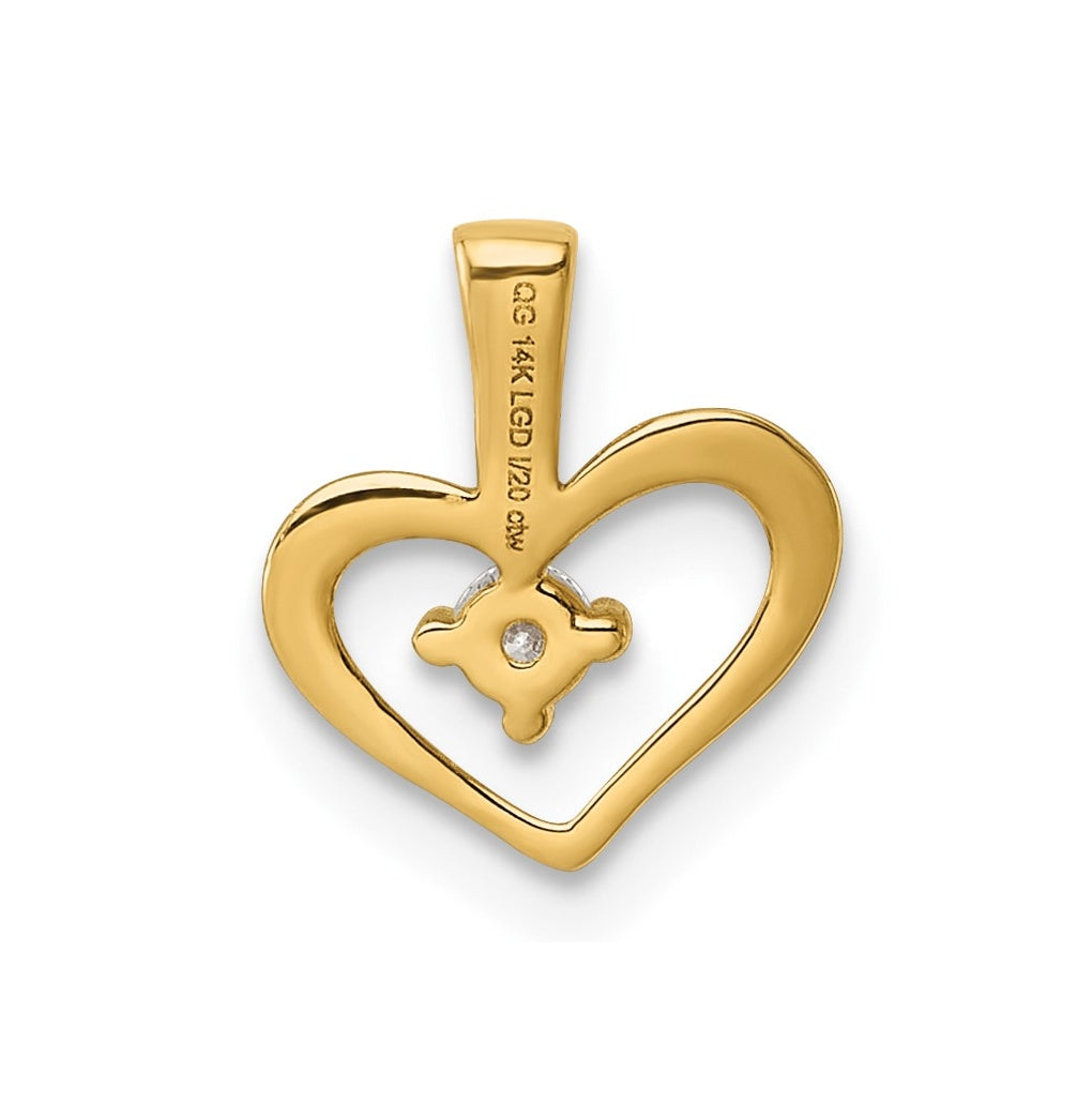 14K Yellow Gold .06  Lab Grown Diamond VS/SI+ G+ Complete Heart Pendant – Elegant Jewelry Gift for Birthday, Anniversary, Engagement, Wedding