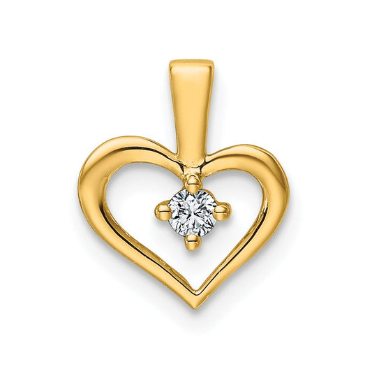 14K Yellow Gold .06  Lab Grown Diamond VS/SI+ G+ Complete Heart Pendant – Elegant Jewelry Gift for Birthday, Anniversary, Engagement, Wedding