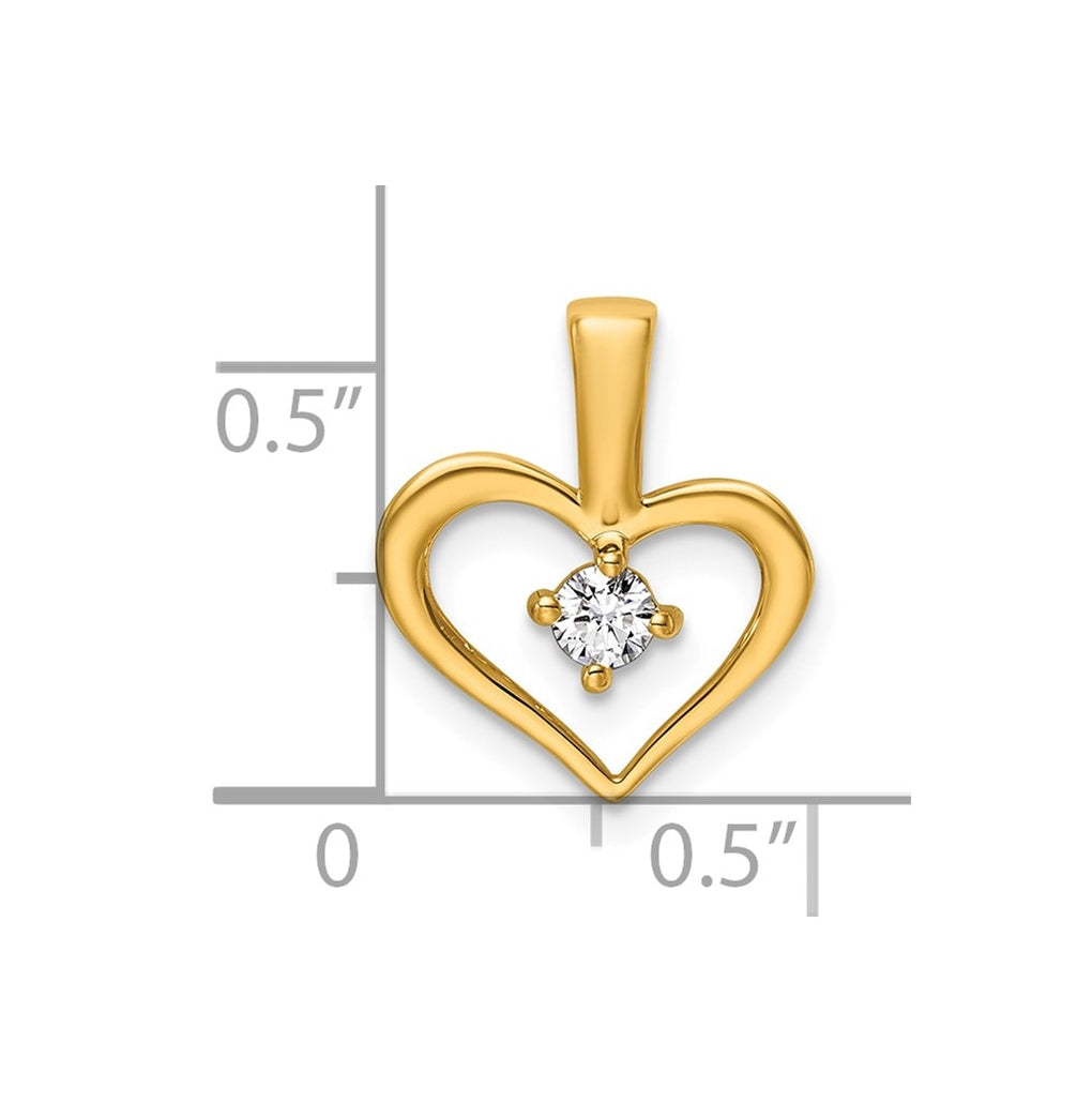 14K Yellow Gold .06  Lab Grown Diamond VS/SI+ G+ Complete Heart Pendant – Elegant Jewelry Gift for Birthday, Anniversary, Engagement, Wedding