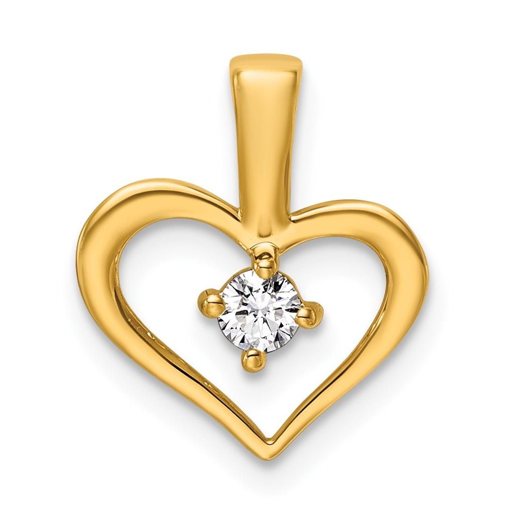 14K Yellow Gold .06  Lab Grown Diamond VS/SI+ G+ Complete Heart Pendant – Elegant Jewelry Gift for Birthday, Anniversary, Engagement, Wedding