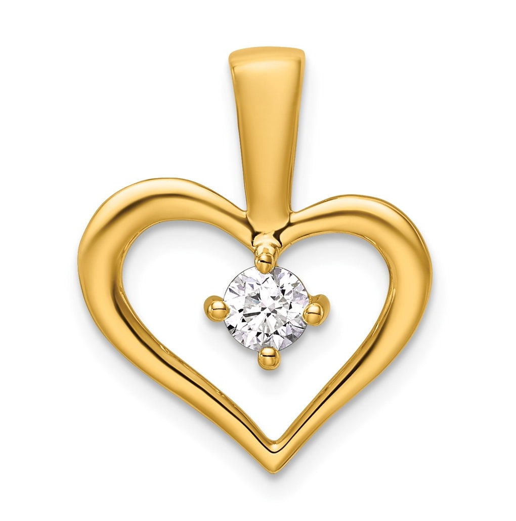 14K Yellow Gold .06  Lab Grown Diamond VS/SI+ G+ Complete Heart Pendant – Elegant Jewelry Gift for Birthday, Anniversary, Engagement, Wedding