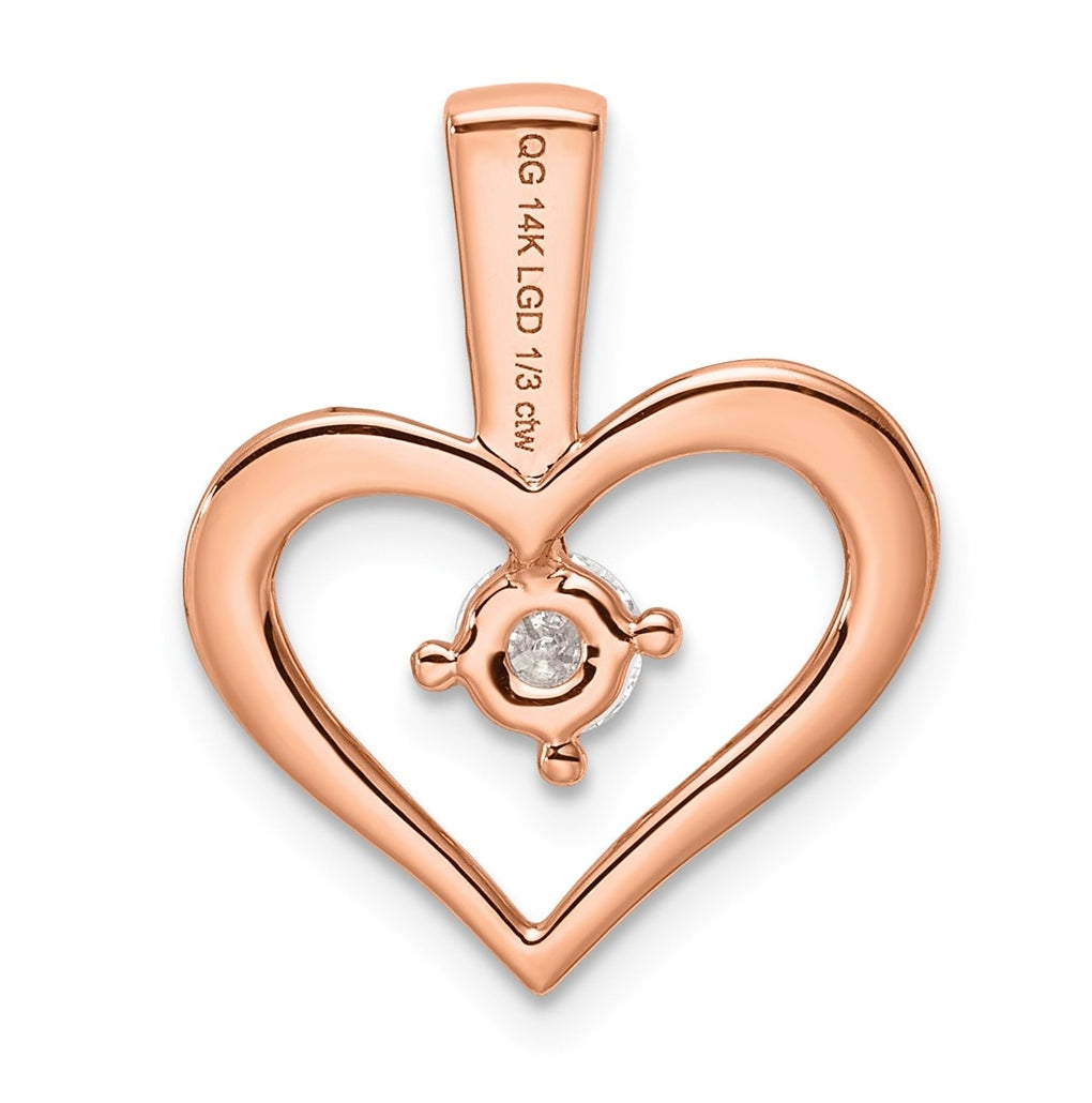 14K Yellow Gold .06  Lab Grown Diamond VS/SI+ G+ Complete Heart Pendant – Elegant Jewelry Gift for Birthday, Anniversary, Engagement, Wedding