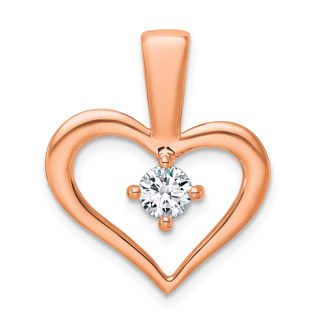 14K Yellow Gold .06  Lab Grown Diamond VS/SI+ G+ Complete Heart Pendant – Elegant Jewelry Gift for Birthday, Anniversary, Engagement, Wedding