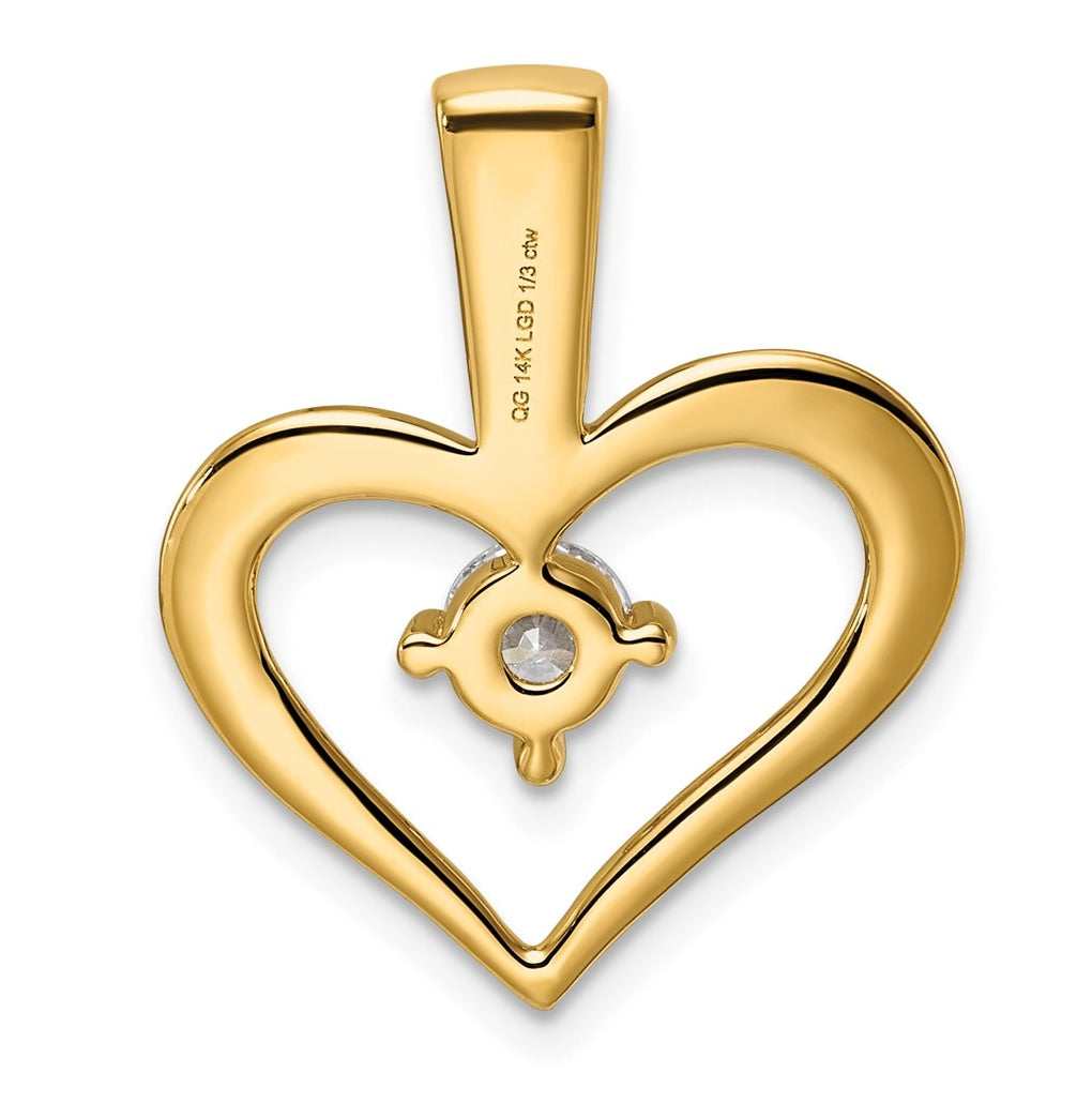14K Yellow Gold .06  Lab Grown Diamond VS/SI+ G+ Complete Heart Pendant – Elegant Jewelry Gift for Birthday, Anniversary, Engagement, Wedding
