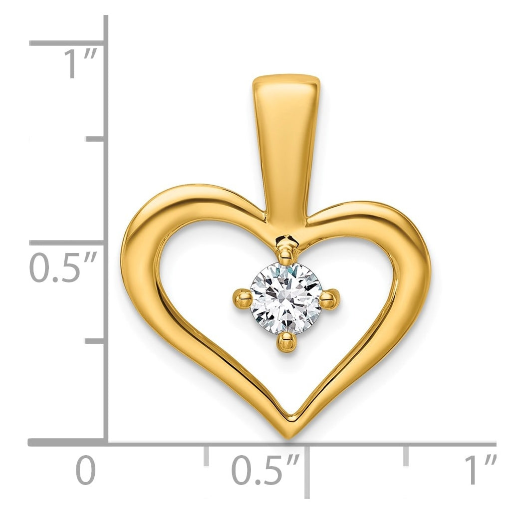 14K Yellow Gold .06  Lab Grown Diamond VS/SI+ G+ Complete Heart Pendant – Elegant Jewelry Gift for Birthday, Anniversary, Engagement, Wedding