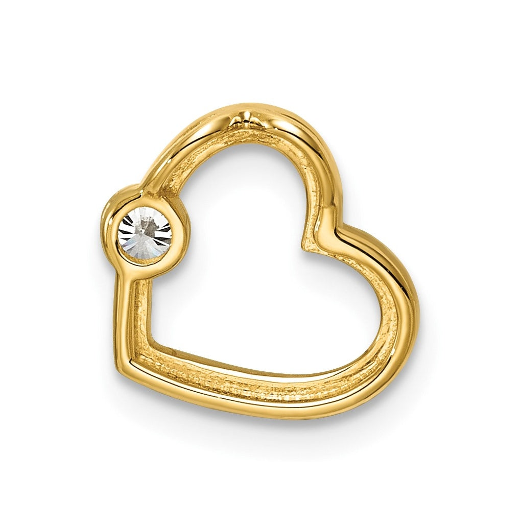 10K Yellow Gold 0.10 Cttw Lab Grown Diamond VS/SI+ G+ Complete Heart Chain Slide – Elegant Jewelry Gift for Birthday, Anniversary, Engagement, Wedding