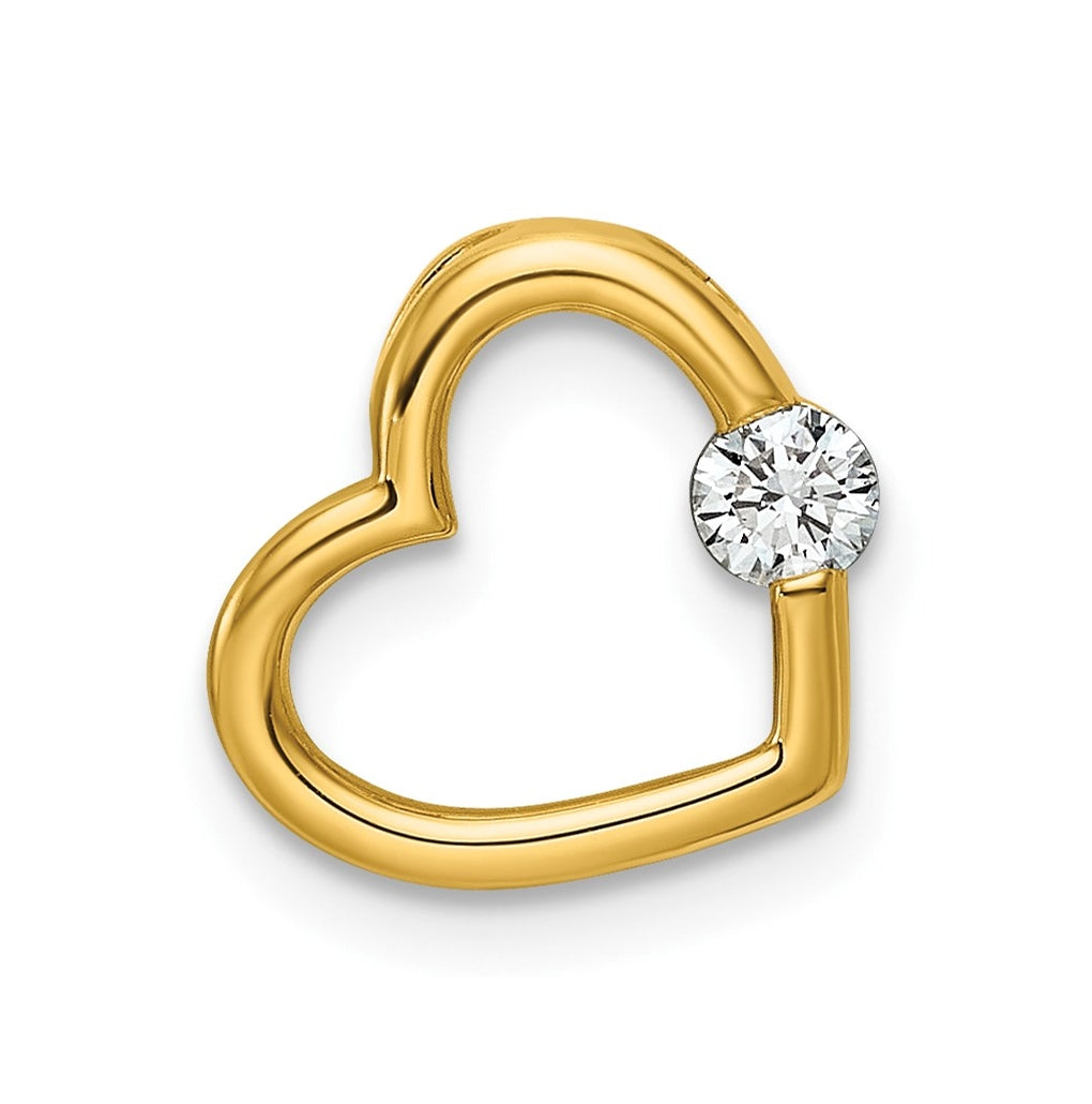 14K Yellow Gold 1/10ct Lab Grown Diamond VS/SI+ G+ Complete Heart Chain Slide – Elegant Jewelry Gift for Birthday, Anniversary, Engagement, Wedding
