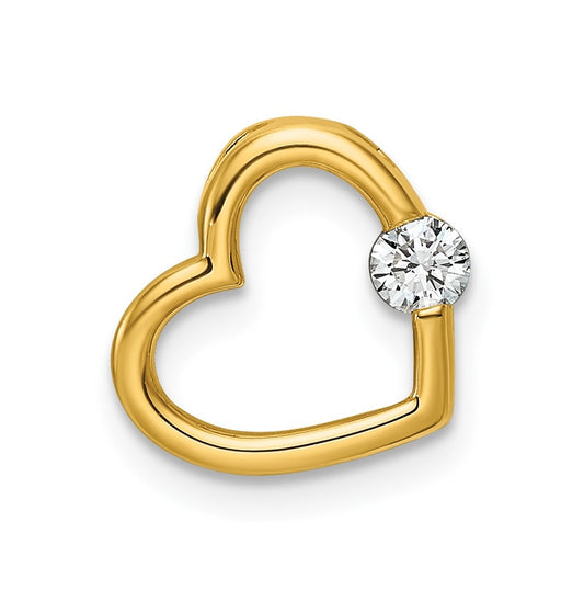 14K Yellow Gold 1/10ct Lab Grown Diamond VS/SI+ G+ Complete Heart Chain Slide – Elegant Jewelry Gift for Birthday, Anniversary, Engagement, Wedding
