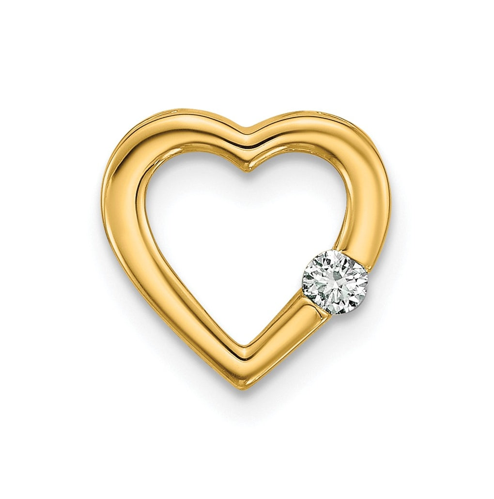 14K Yellow Gold .05ct. Lab Grown Diamond VS/SI+ G+ Complete Heart Chain Slide – Elegant Jewelry Gift for Birthday, Anniversary, Engagement, Wedding