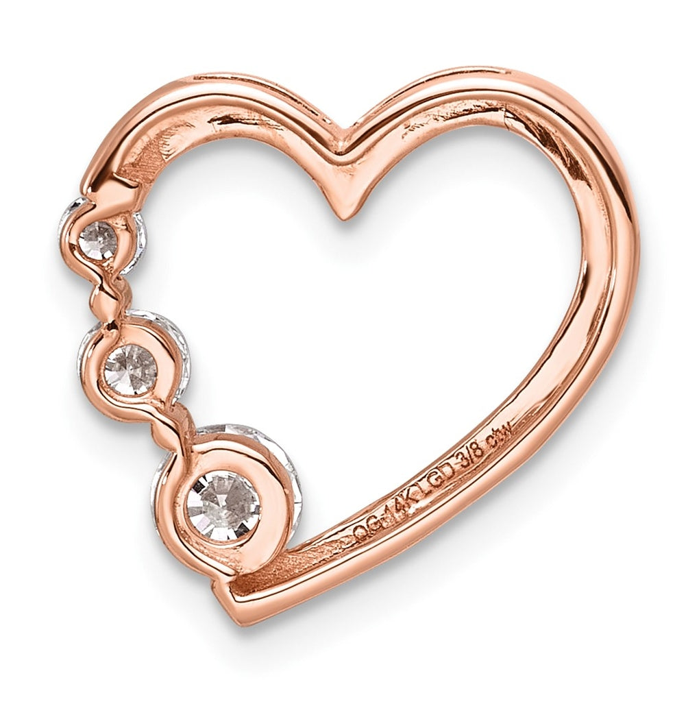 14k Rose Gold 3/8ct. Lab Grown Diamond VS/SI+ G+ Complete Heart Chain Slide – Elegant Jewelry Gift for Birthday, Anniversary, Engagement, Wedding