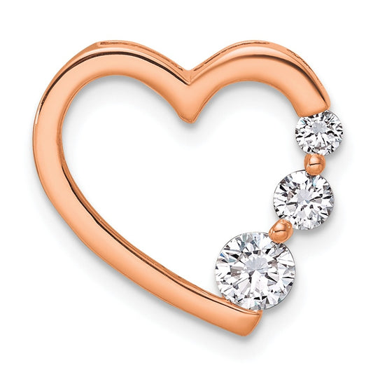 14k Rose Gold 3/8ct. Lab Grown Diamond VS/SI+ G+ Complete Heart Chain Slide – Elegant Jewelry Gift for Birthday, Anniversary, Engagement, Wedding
