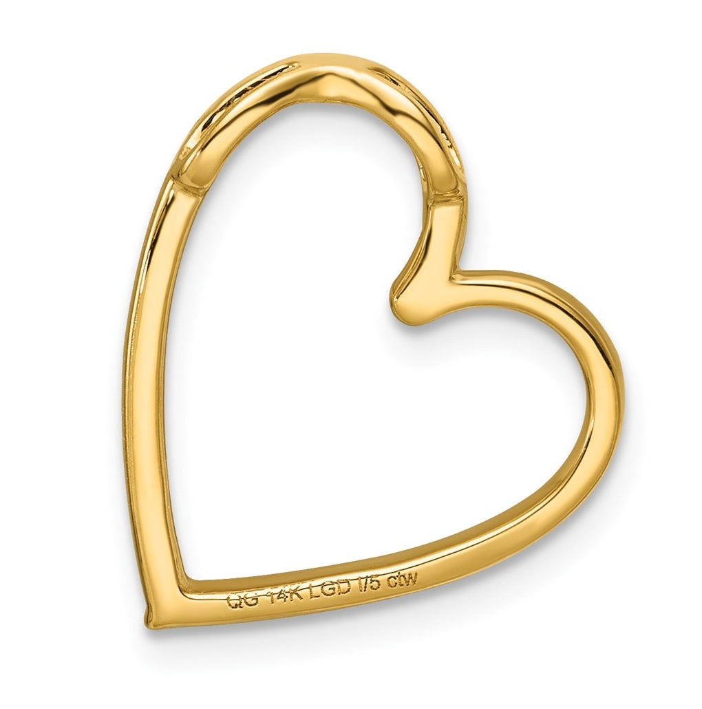 14K Yellow Gold 1/5ct. Lab Grown Diamond VS/SI+ G+ Vintage Complete Heart Chain Slide – Elegant Jewelry Gift for Birthday, Anniversary, Engagement, Wedding