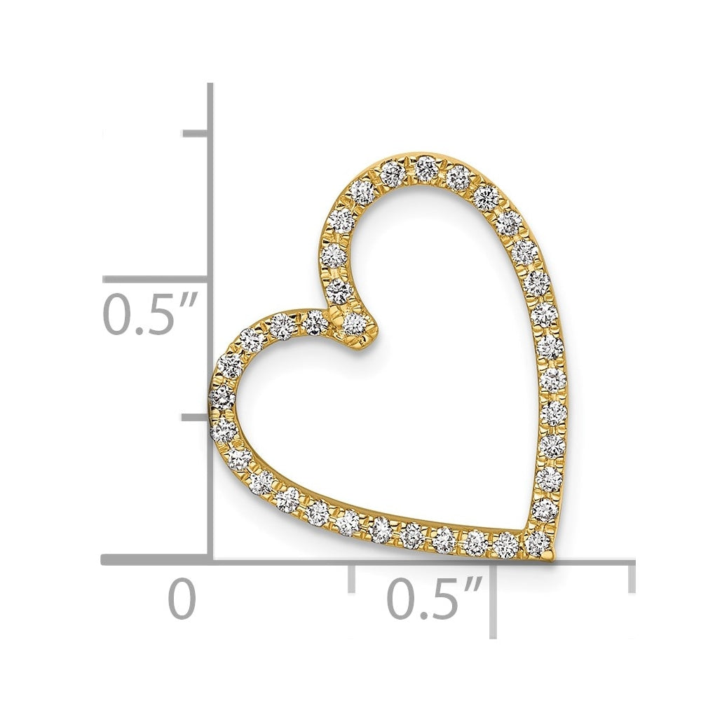 14K Yellow Gold 1/5ct. Lab Grown Diamond VS/SI+ G+ Vintage Complete Heart Chain Slide – Elegant Jewelry Gift for Birthday, Anniversary, Engagement, Wedding