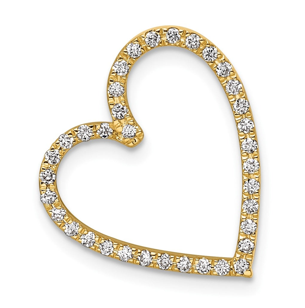 14K Yellow Gold 1/5ct. Lab Grown Diamond VS/SI+ G+ Vintage Complete Heart Chain Slide – Elegant Jewelry Gift for Birthday, Anniversary, Engagement, Wedding