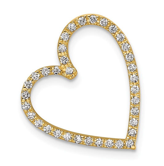 14K Yellow Gold 1/5ct. Lab Grown Diamond VS/SI+ G+ Vintage Complete Heart Chain Slide – Elegant Jewelry Gift for Birthday, Anniversary, Engagement, Wedding