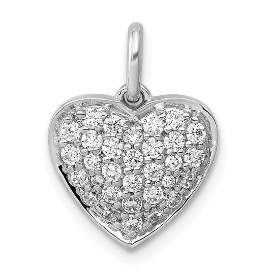Sterling Silver Rhodium-plated 1/2ct Lab Grown Diamond VS/SI+ G+ Complete Cluster Heart Pendant – Elegant Jewelry Gift for Birthday, Anniversary, Engagement, Wedding