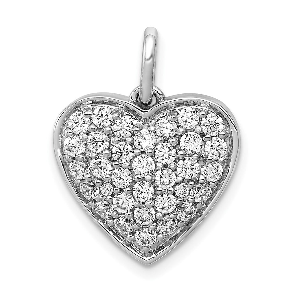Sterling Silver Rhodium-plated 1ct Lab Grown Diamond VS/SI+ G+ Complete Cluster Heart Pendant – Elegant Jewelry Gift for Birthday, Anniversary, Engagement, Wedding
