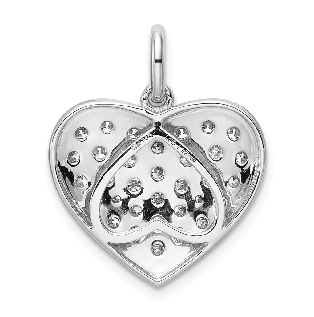 Sterling Silver Rhodium-plated 1ct Lab Grown Diamond VS/SI+ G+ Complete Cluster Heart Pendant – Elegant Jewelry Gift for Birthday, Anniversary, Engagement, Wedding