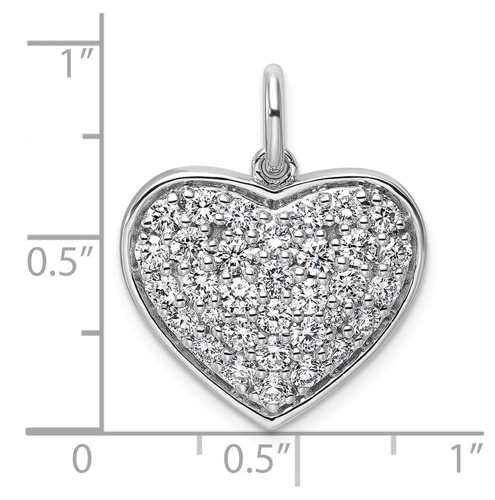 Sterling Silver Rhodium-plated 1ct Lab Grown Diamond VS/SI+ G+ Complete Cluster Heart Pendant – Elegant Jewelry Gift for Birthday, Anniversary, Engagement, Wedding