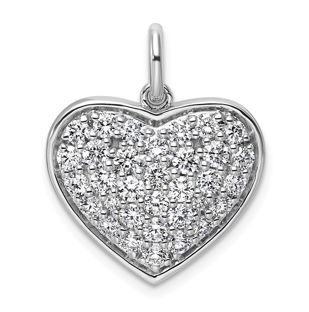 Sterling Silver Rhodium-plated 1ct Lab Grown Diamond VS/SI+ G+ Complete Cluster Heart Pendant – Elegant Jewelry Gift for Birthday, Anniversary, Engagement, Wedding