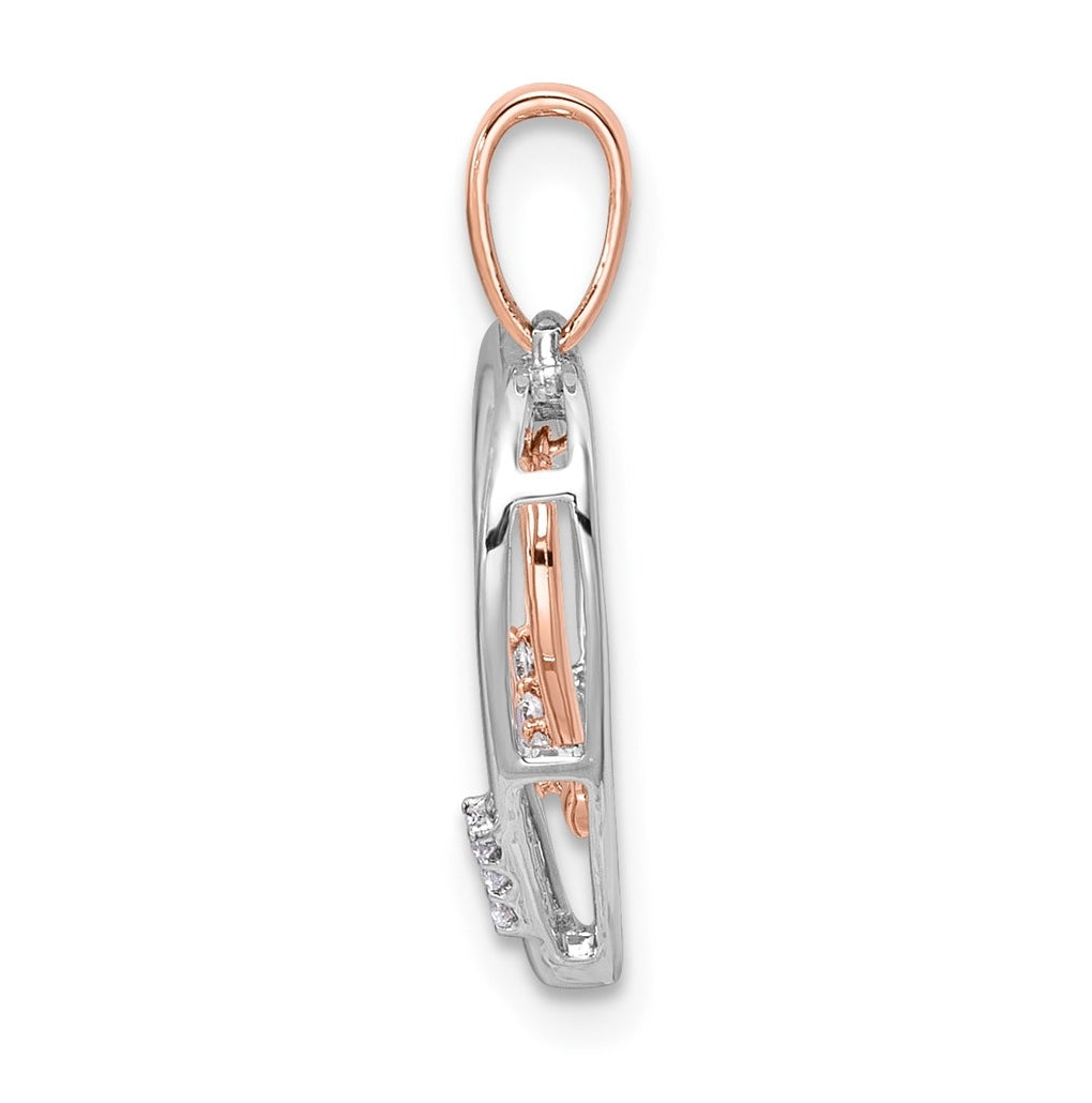 10k White and Rose Gold 0.05 Cttw Lab Grown Diamond VS/SI+ G+ Complete Heart Charm Pendant – Elegant Jewelry Gift for Birthday, Anniversary, Engagement, Wedding