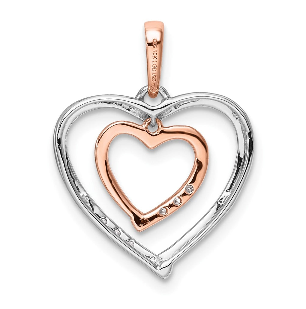 14K White & Rose Gold 0.05ct Lab Grown Diamond VS/SI+ G+ Complete Heart Pendant – Elegant Jewelry Gift for Birthday, Anniversary, Engagement, Wedding