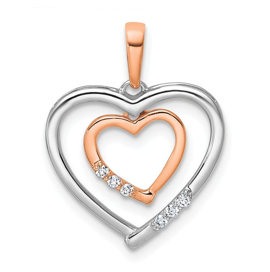 10k White and Rose Gold 0.05 Cttw Lab Grown Diamond VS/SI+ G+ Complete Heart Charm Pendant – Elegant Jewelry Gift for Birthday, Anniversary, Engagement, Wedding