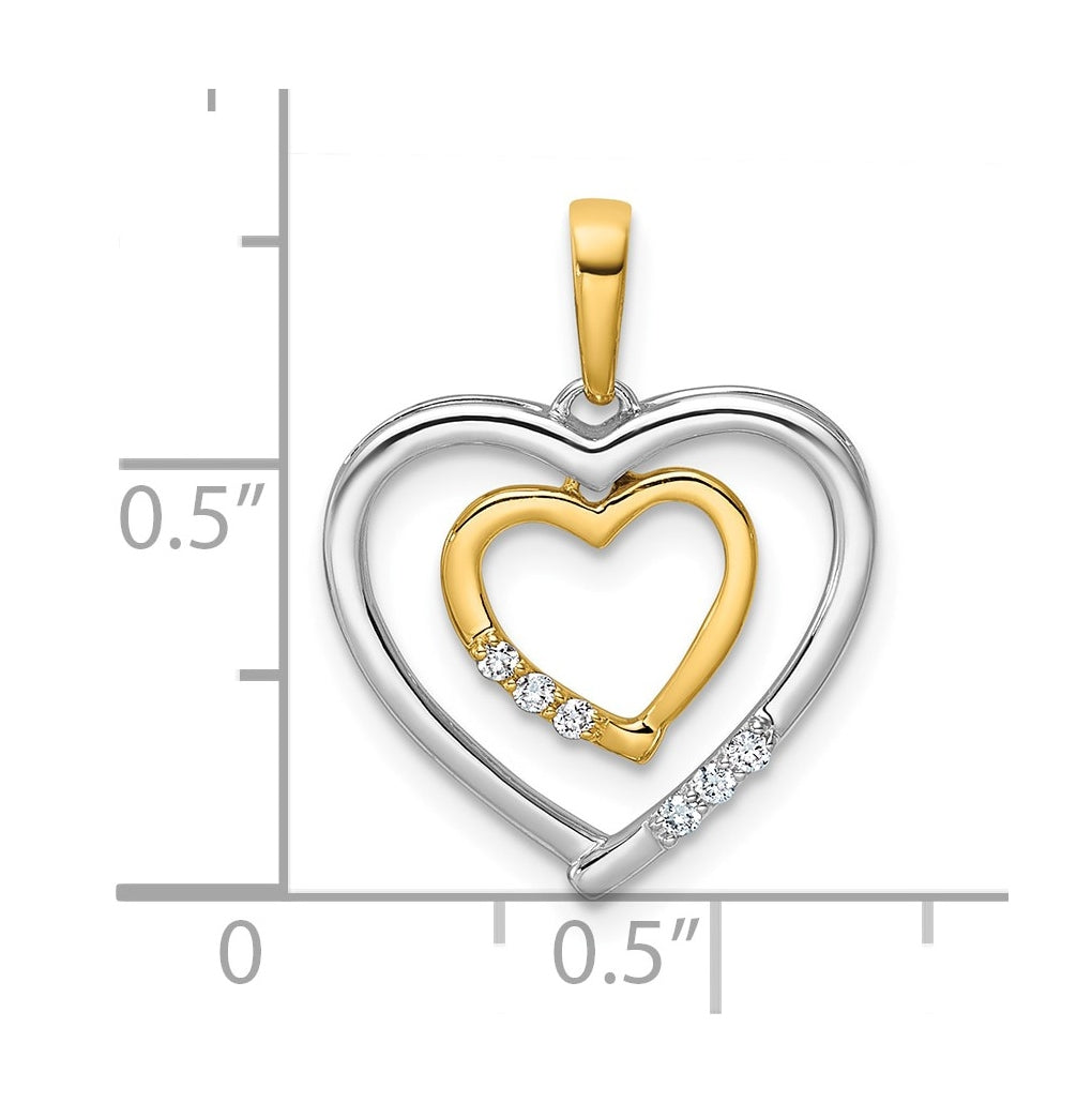 14K White & Rose Gold 0.05ct Lab Grown Diamond VS/SI+ G+ Complete Heart Pendant – Elegant Jewelry Gift for Birthday, Anniversary, Engagement, Wedding