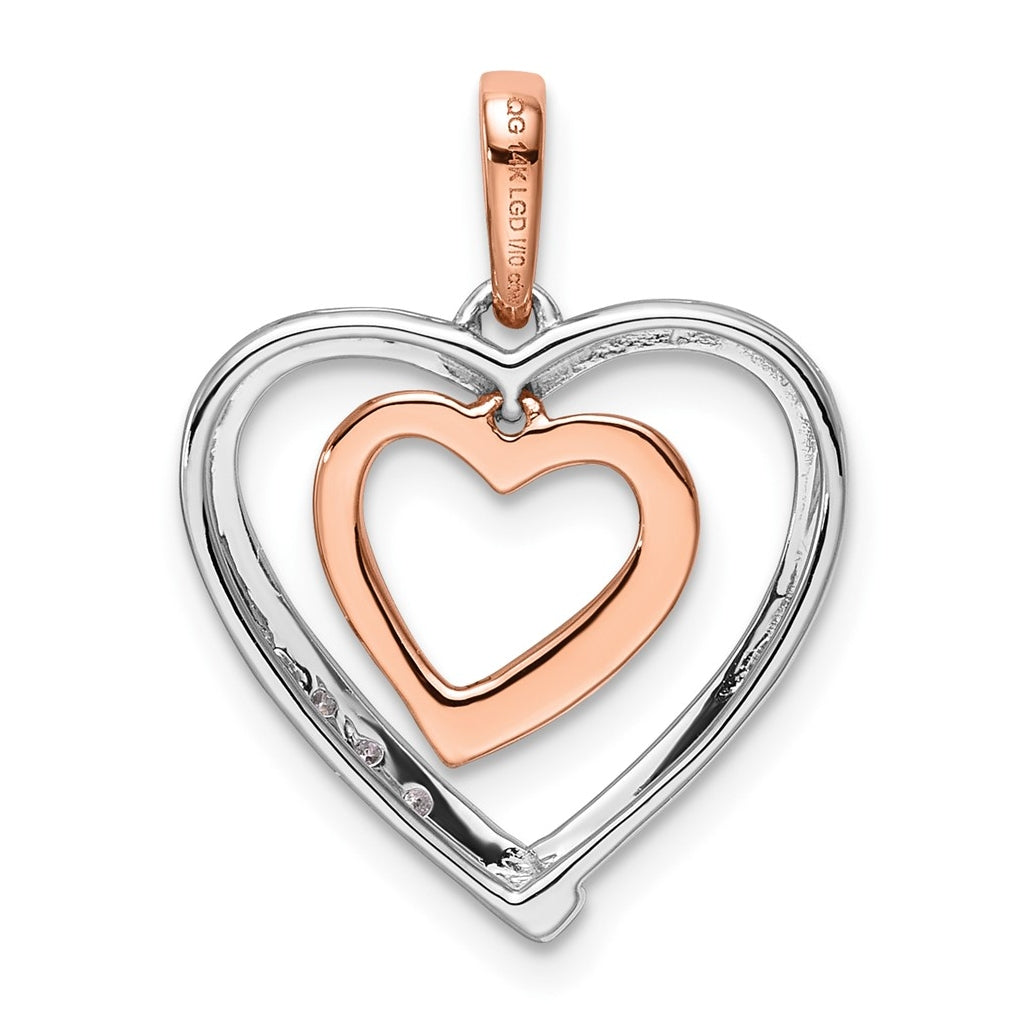 10k White and Rose Gold 0.05 Cttw Lab Grown Diamond VS/SI+ G+ Complete Heart Charm Pendant – Elegant Jewelry Gift for Birthday, Anniversary, Engagement, Wedding