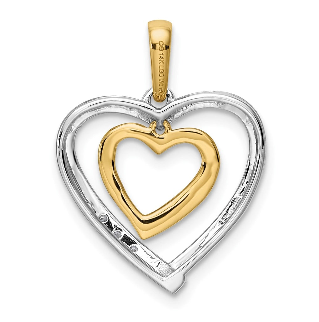 10k White and Rose Gold 0.05 Cttw Lab Grown Diamond VS/SI+ G+ Complete Heart Charm Pendant – Elegant Jewelry Gift for Birthday, Anniversary, Engagement, Wedding