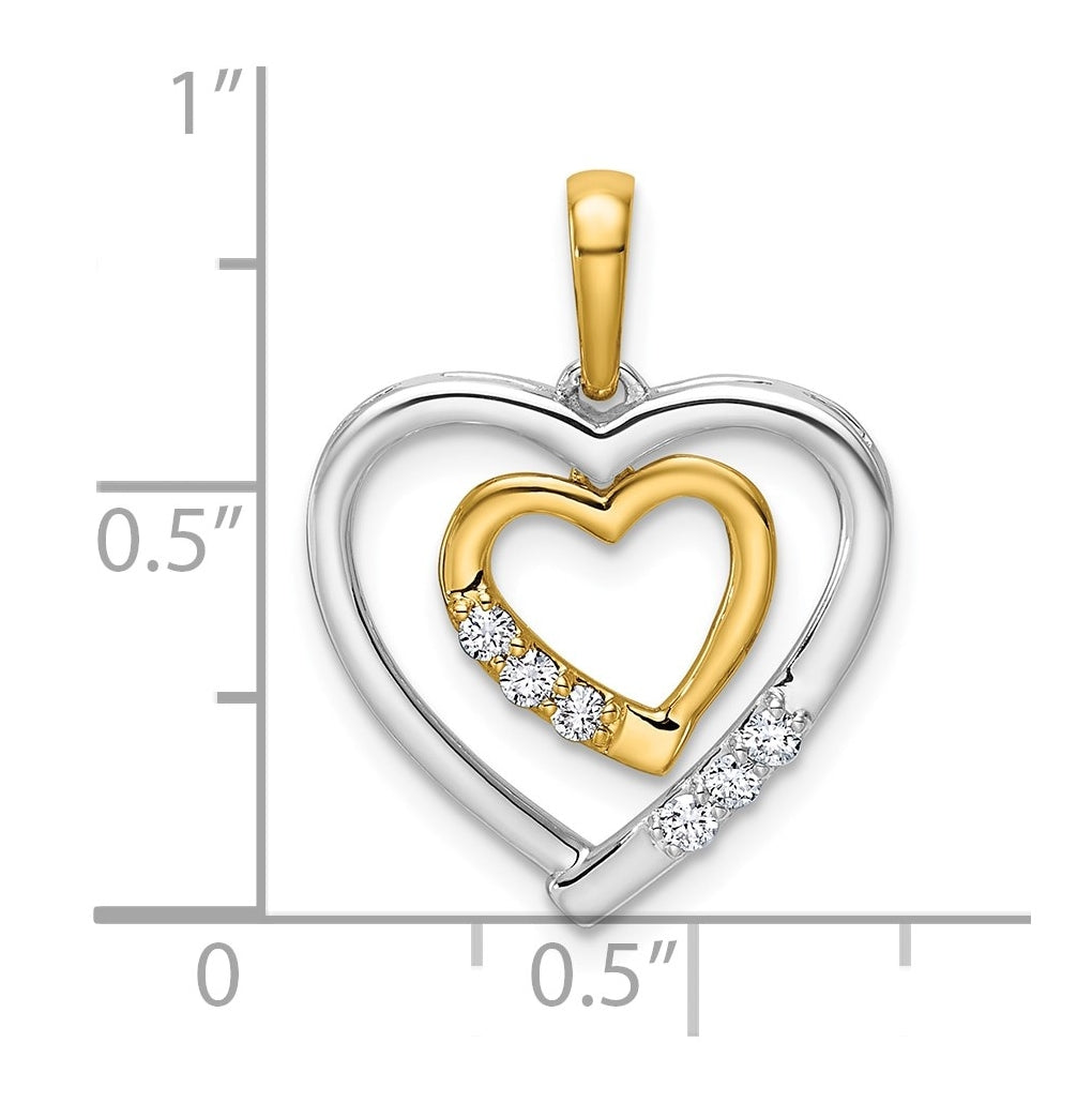 10k White and Rose Gold 0.05 Cttw Lab Grown Diamond VS/SI+ G+ Complete Heart Charm Pendant – Elegant Jewelry Gift for Birthday, Anniversary, Engagement, Wedding
