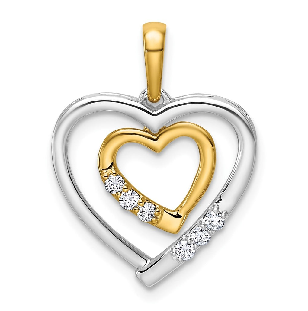 10k White and Rose Gold 0.05 Cttw Lab Grown Diamond VS/SI+ G+ Complete Heart Charm Pendant – Elegant Jewelry Gift for Birthday, Anniversary, Engagement, Wedding