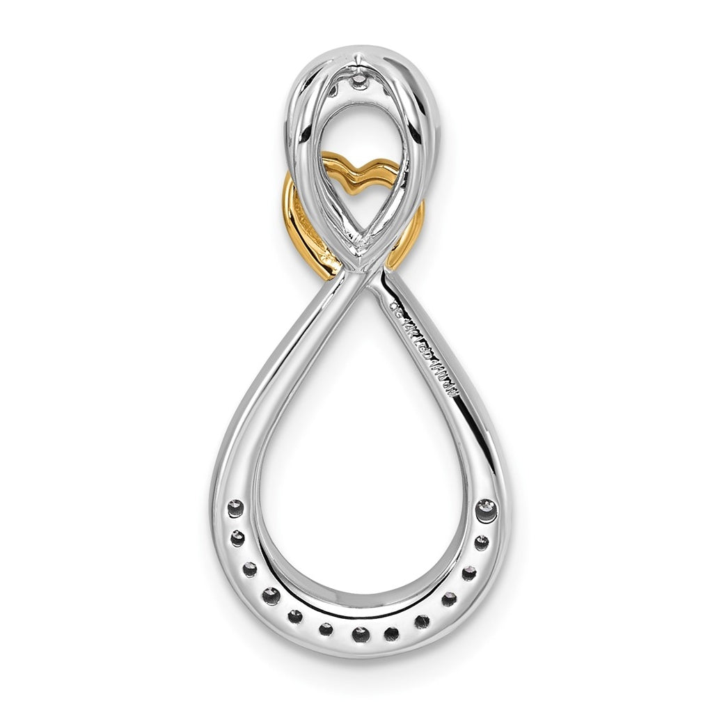 14k Yellow & White Gold 1/10ct. Lab Grown Diamond VS/SI+ G+ Complete Infinity with Heart Chain Slide – Elegant Jewelry Gift for Birthday, Anniversary, Engagement, Wedding