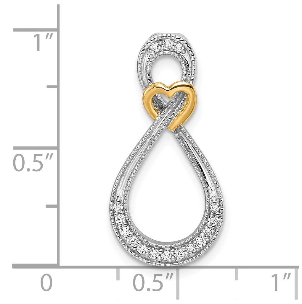 10k White and Yellow Gold 1/10ct. Lab Grown Diamond VS/SI+ G+ Complete Infinity w/Heart Chain Slide – Elegant Jewelry Gift for Birthday, Anniversary, Engagement, Wedding