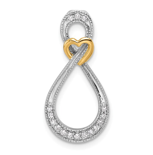 10k White and Yellow Gold 1/10ct. Lab Grown Diamond VS/SI+ G+ Complete Infinity w/Heart Chain Slide – Elegant Jewelry Gift for Birthday, Anniversary, Engagement, Wedding
