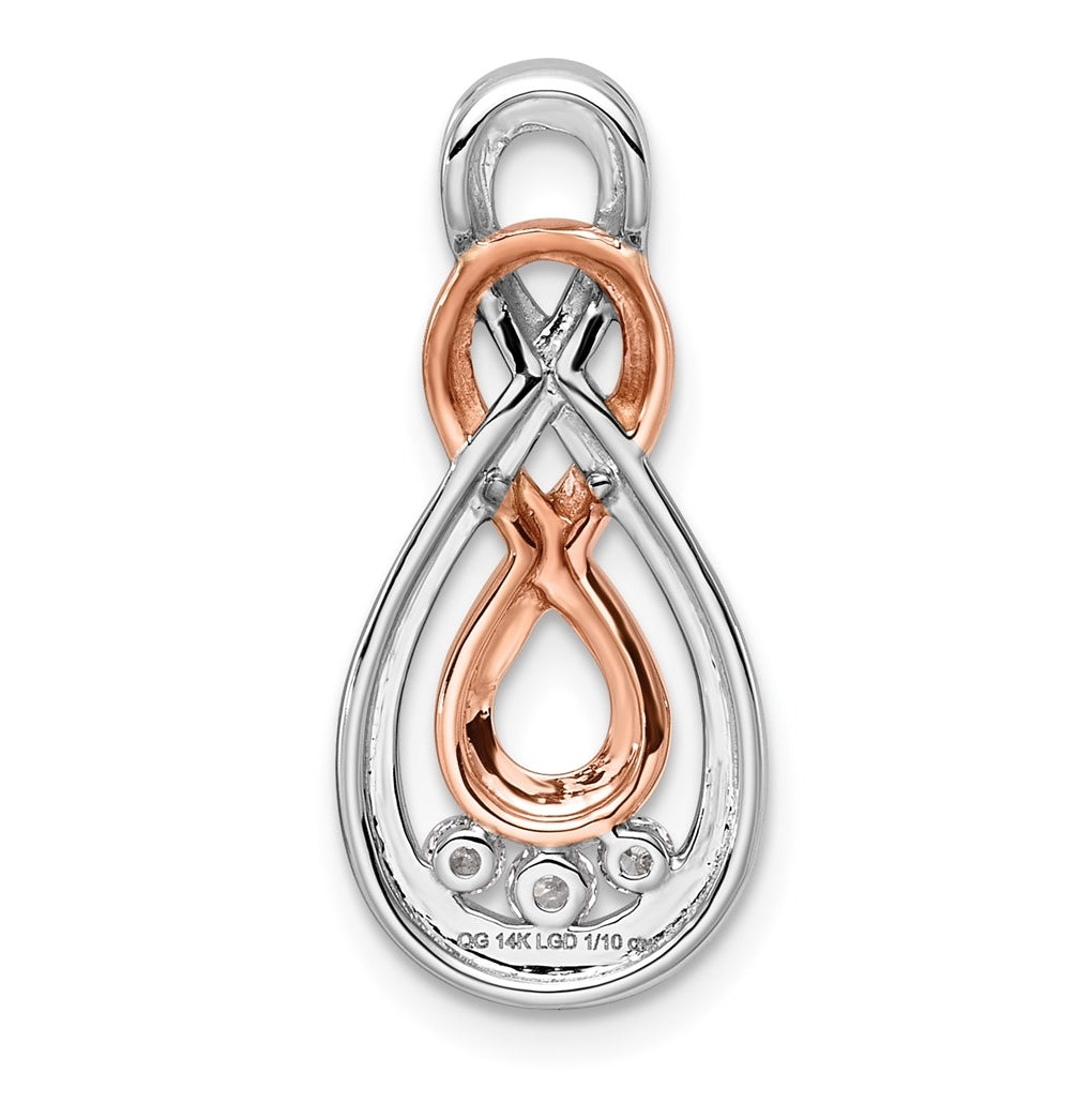 14k White & Rose Gold Lab Grown Diamond VS/SI+ G+ Complete Double Infinity Chain Slide – Elegant Jewelry Gift for Birthday, Anniversary, Engagement, Wedding