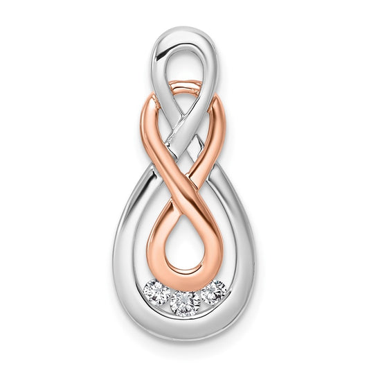 10k White and Rose Gold Lab Grown Diamond VS/SI+ G+ Comp Double Infinity Chain Slide – Elegant Jewelry Gift for Birthday, Anniversary, Engagement, Wedding