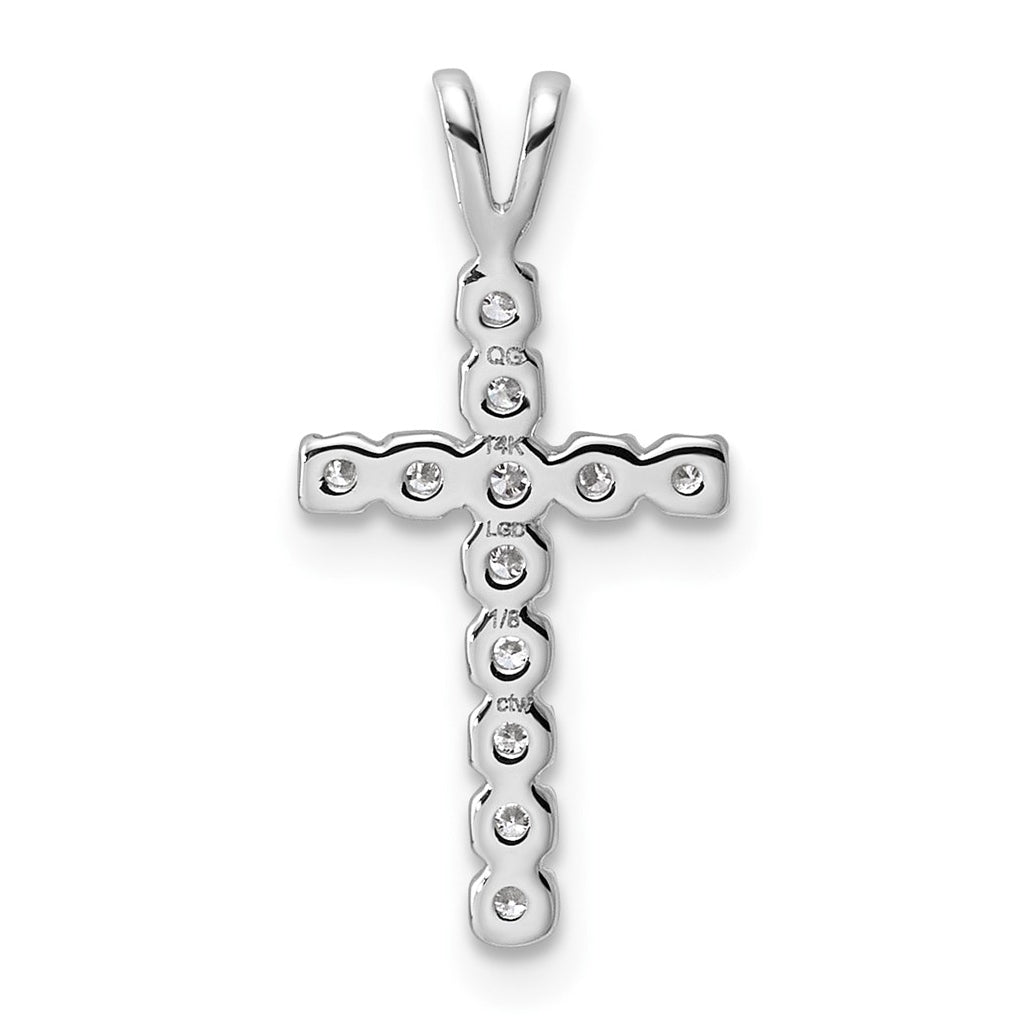 14k White Gold  0.15 Cttw Lab Grown Diamond VS+ F+ Complete Latin Cross Pendant – Elegant Jewelry Gift for Birthday, Anniversary, Engagement, Wedding