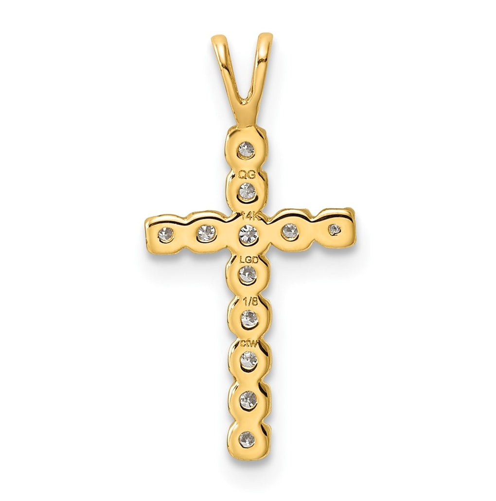 14k White Gold  0.15 Cttw Lab Grown Diamond VS+ F+ Complete Latin Cross Pendant – Elegant Jewelry Gift for Birthday, Anniversary, Engagement, Wedding