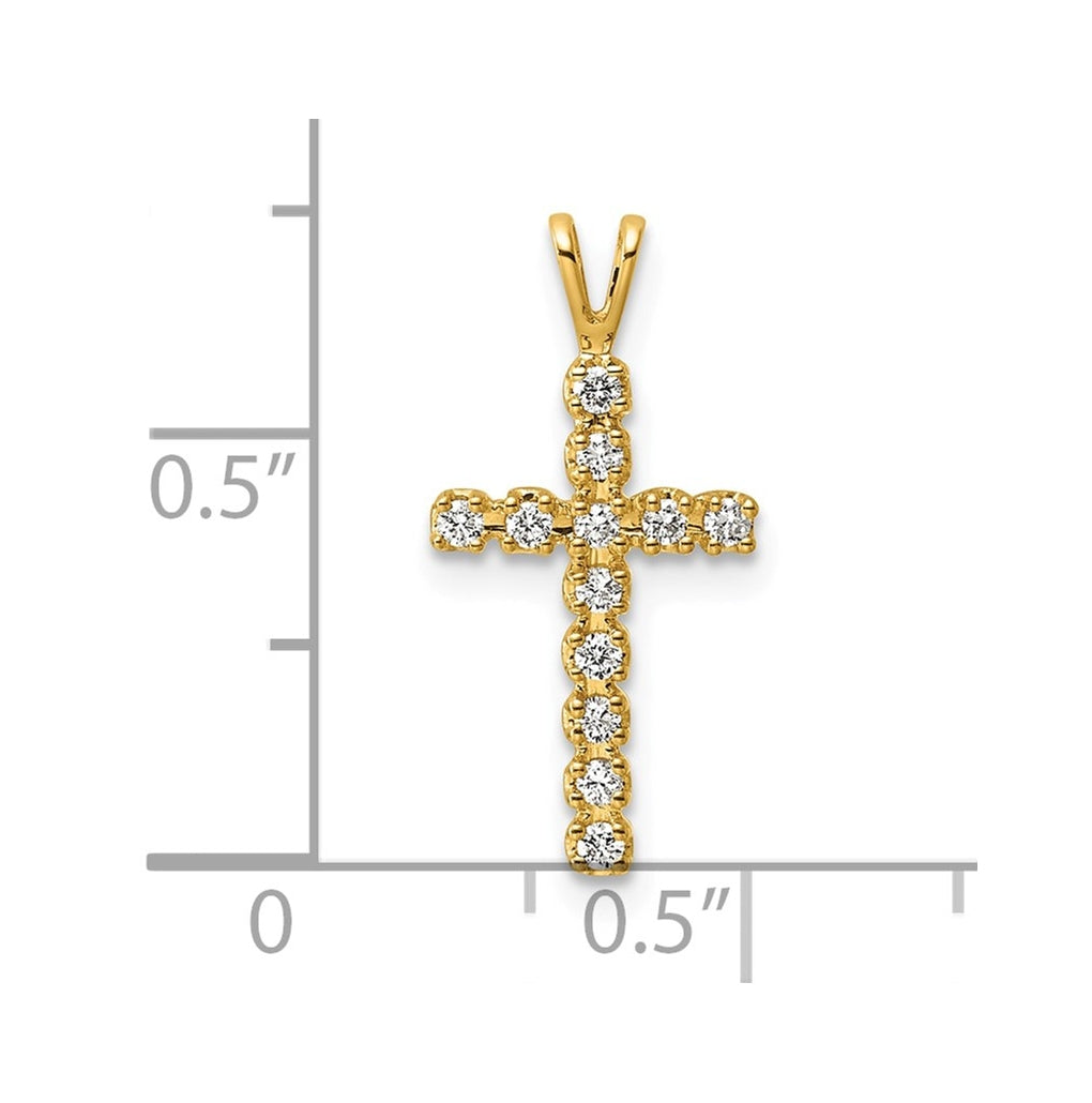 14k White Gold  0.15 Cttw Lab Grown Diamond VS+ F+ Complete Latin Cross Pendant – Elegant Jewelry Gift for Birthday, Anniversary, Engagement, Wedding