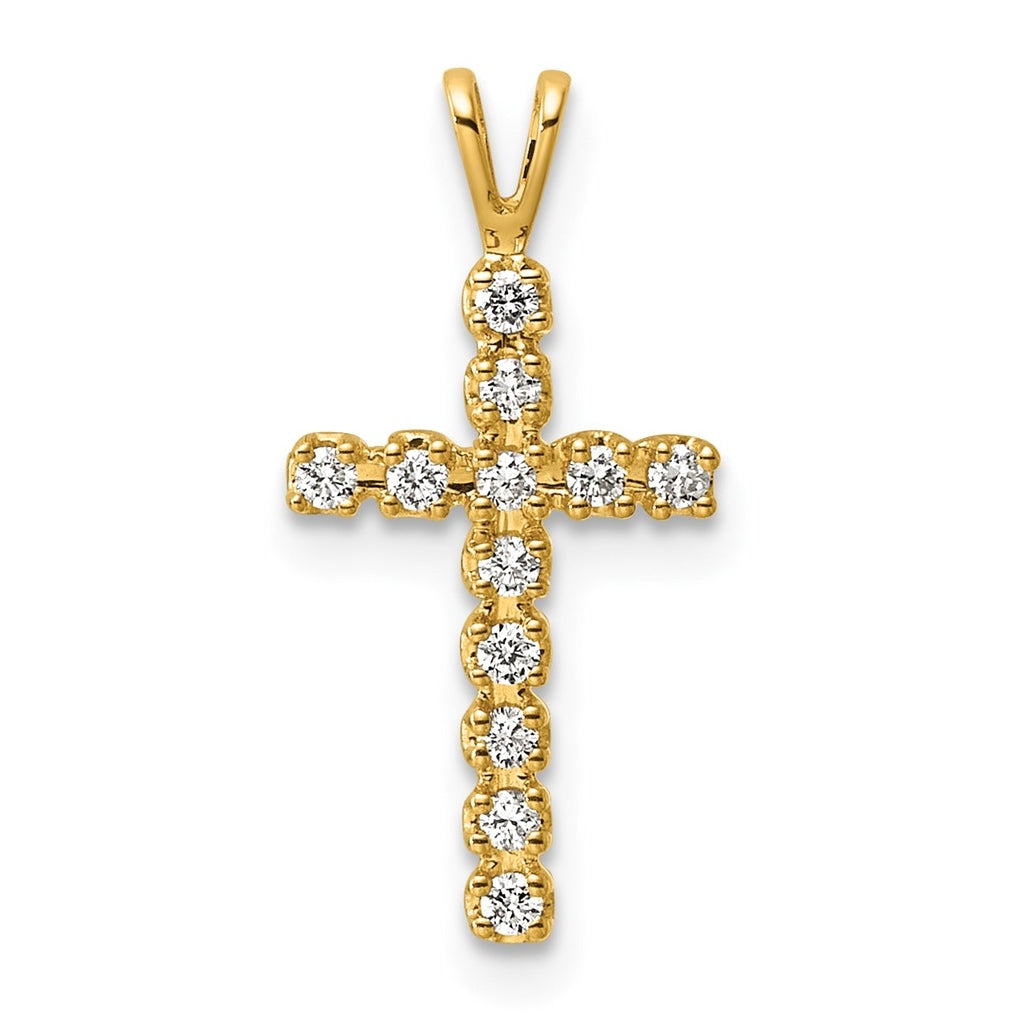 14k White Gold  0.15 Cttw Lab Grown Diamond VS+ F+ Complete Latin Cross Pendant – Elegant Jewelry Gift for Birthday, Anniversary, Engagement, Wedding