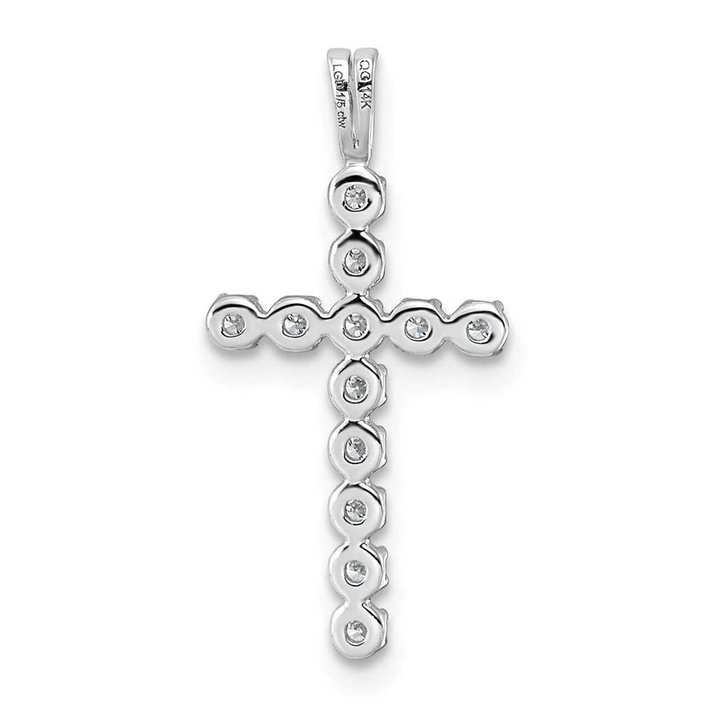 14k White Gold 0.20 Cttw Lab Grown Diamond VS/SI+ G+ Complete Latin Cross Pendant – Elegant Jewelry Gift for Birthday, Anniversary, Engagement, Wedding