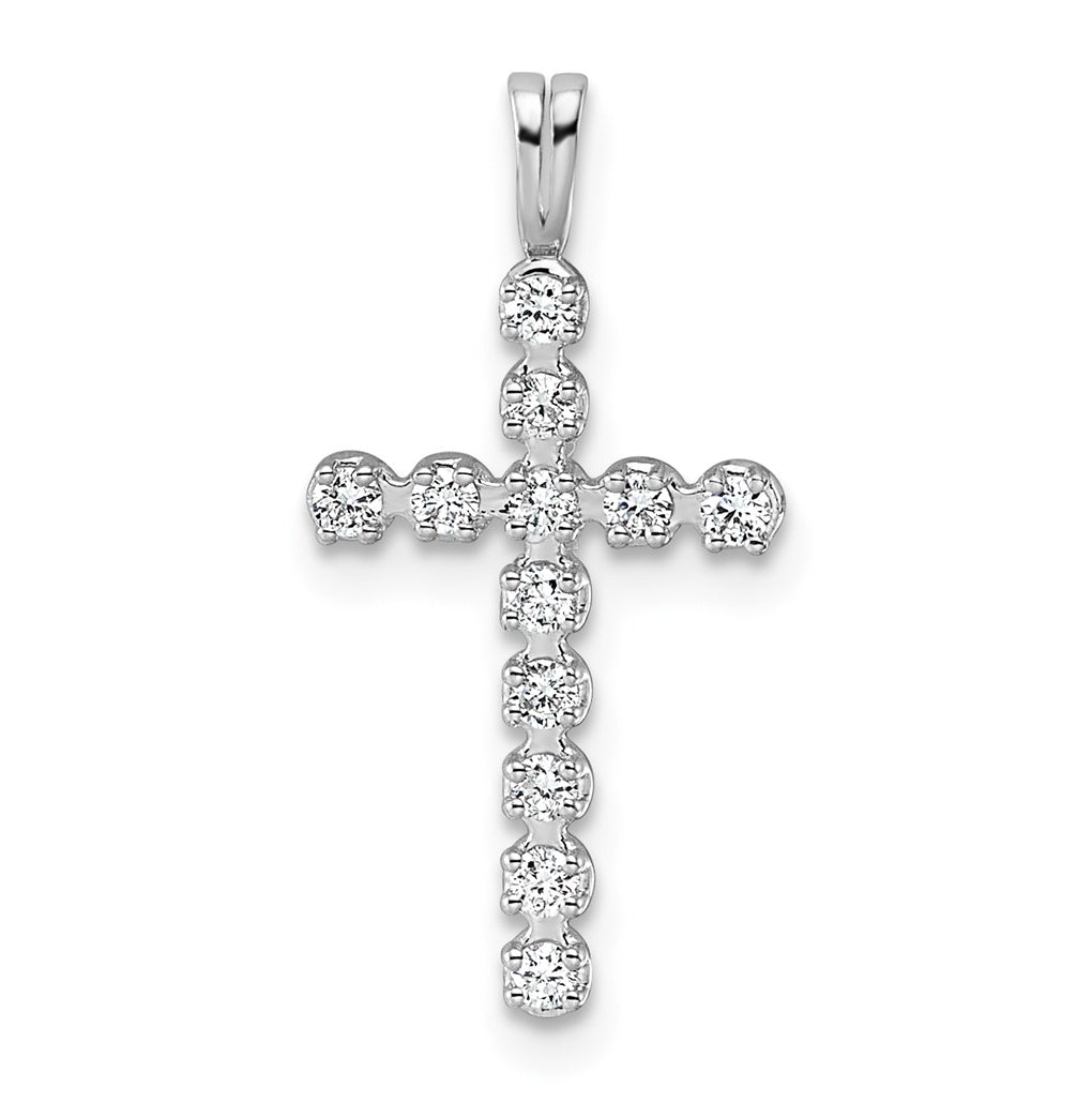 14k White Gold 0.20 Cttw Lab Grown Diamond VS/SI+ G+ Complete Latin Cross Pendant – Elegant Jewelry Gift for Birthday, Anniversary, Engagement, Wedding